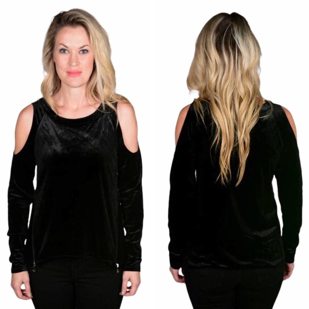 Patricia Luca NWT Velvet Blouse Cold Shoulder Tunic Top Size 3X